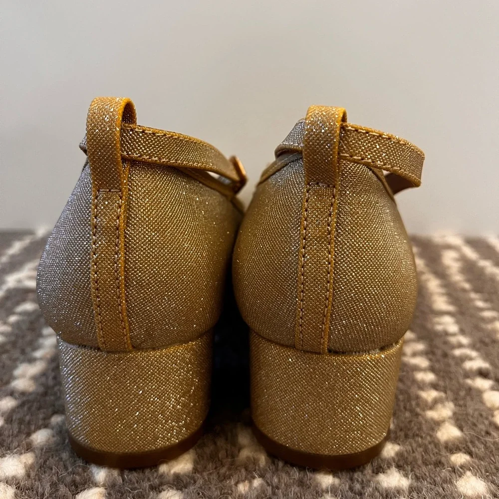 Aerosoles Milena Shoes Girls 3 Gold Metallic Glitter‎ Block Heel Ballet NIB Gift